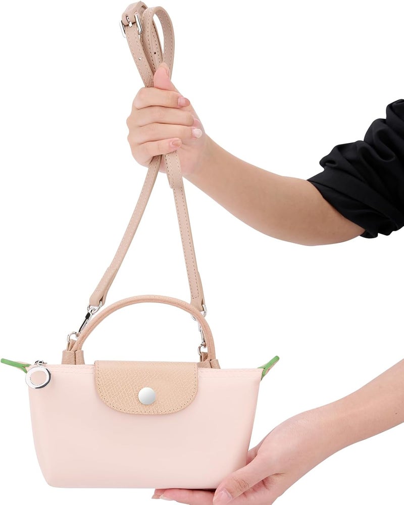KOMHPS Purse Straps Replacement, Leather Handbag Crossbody Shoulder Strap Kit Adjustable for Mini Longcamp Tote Bag Women - Image 2